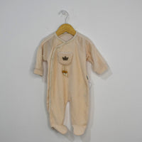 fleece romper for baby unisex beige color