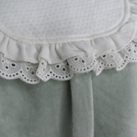 fleece romper for baby girl green with dentelle