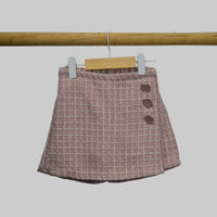 toddler girl pink skirt with built in short and three button classic and elegant