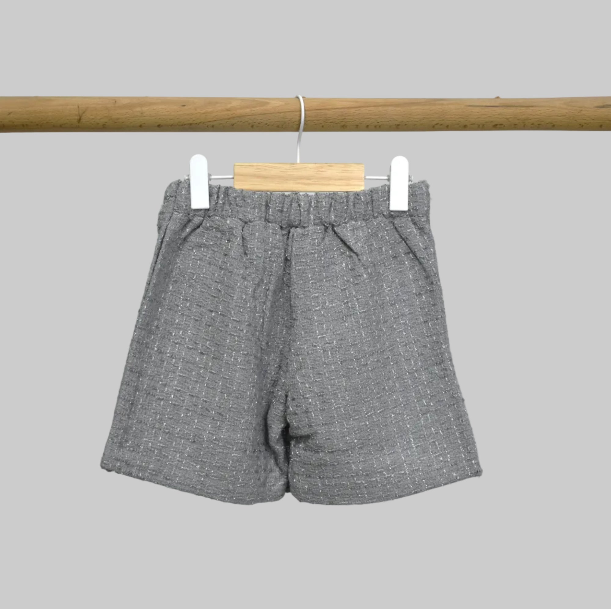 Girl Skirt grey with button and built in short Classy from 6Y to 14Y