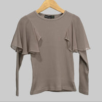 girl sweatshirt with shoulder design beige color