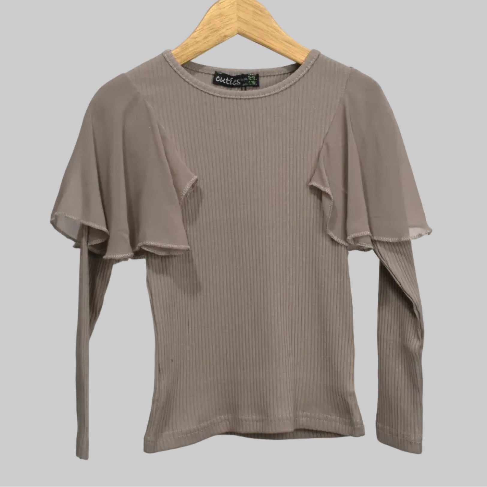 girl sweatshirt with shoulder design beige color