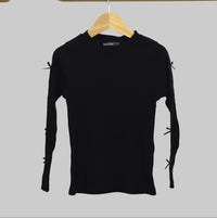 girl sweatshirt with sleeve design soft cotton available in black and white