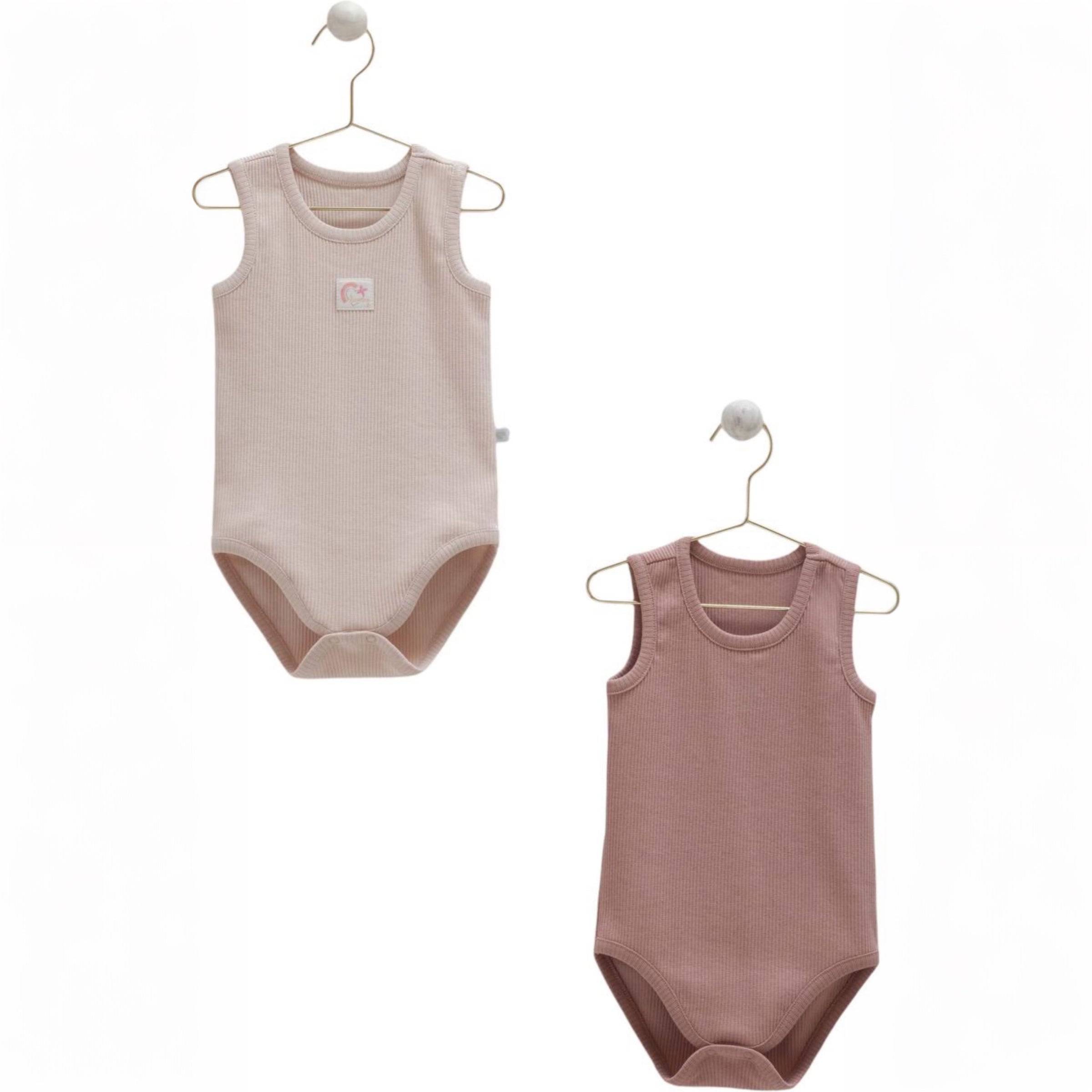 Pack of two sleeveless bodysuits nude colors soft cotton