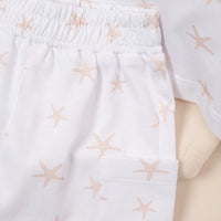 2 pieces summer sleepwear pyjama for boy starfishes design with buttons