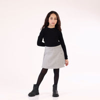 Girl Skirt grey with button and built in short Classy from 6Y to 14Y