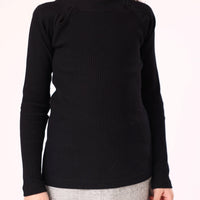 girl long sleeve shirt with shoulder design black color