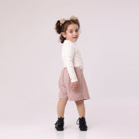toddler girl pink skirt with built in short and three button classic and elegant