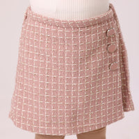 toddler girl pink skirt with built in short and three button classic and elegant