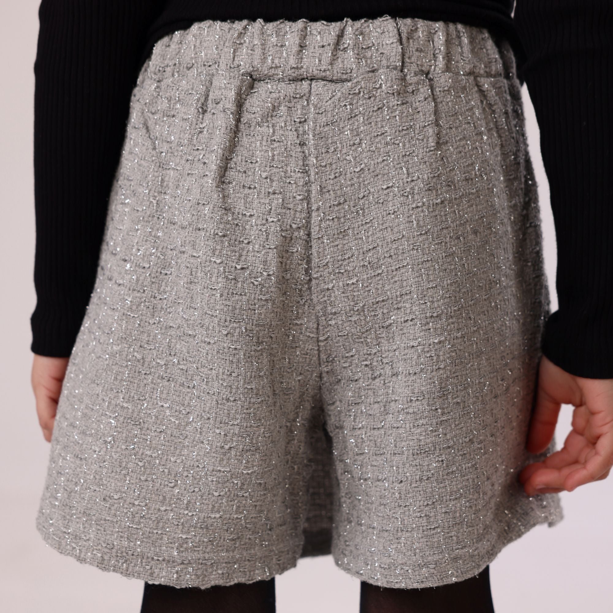 Girl Skirt grey with button and built in short Classy from 6Y to 14Y