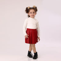 toddler Girl Skirt Red Leather