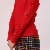 girl sweatshirt with sleeve design soft cotton  Red