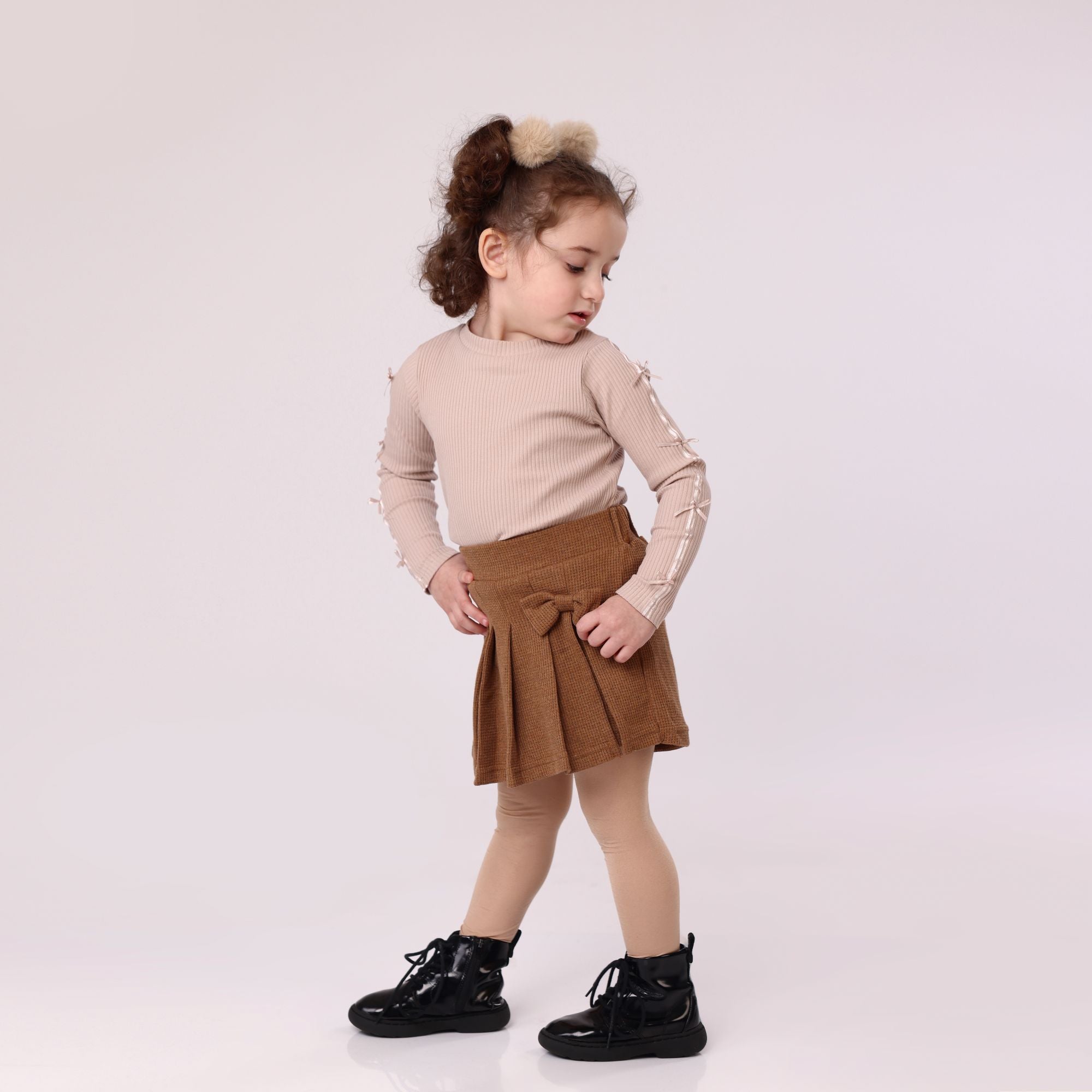 toddler girl Camel skirt with built in short