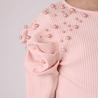 long sleeve shirt for girl pink color with shoulders design