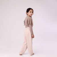 Classic Beige pants for girl with waist designs