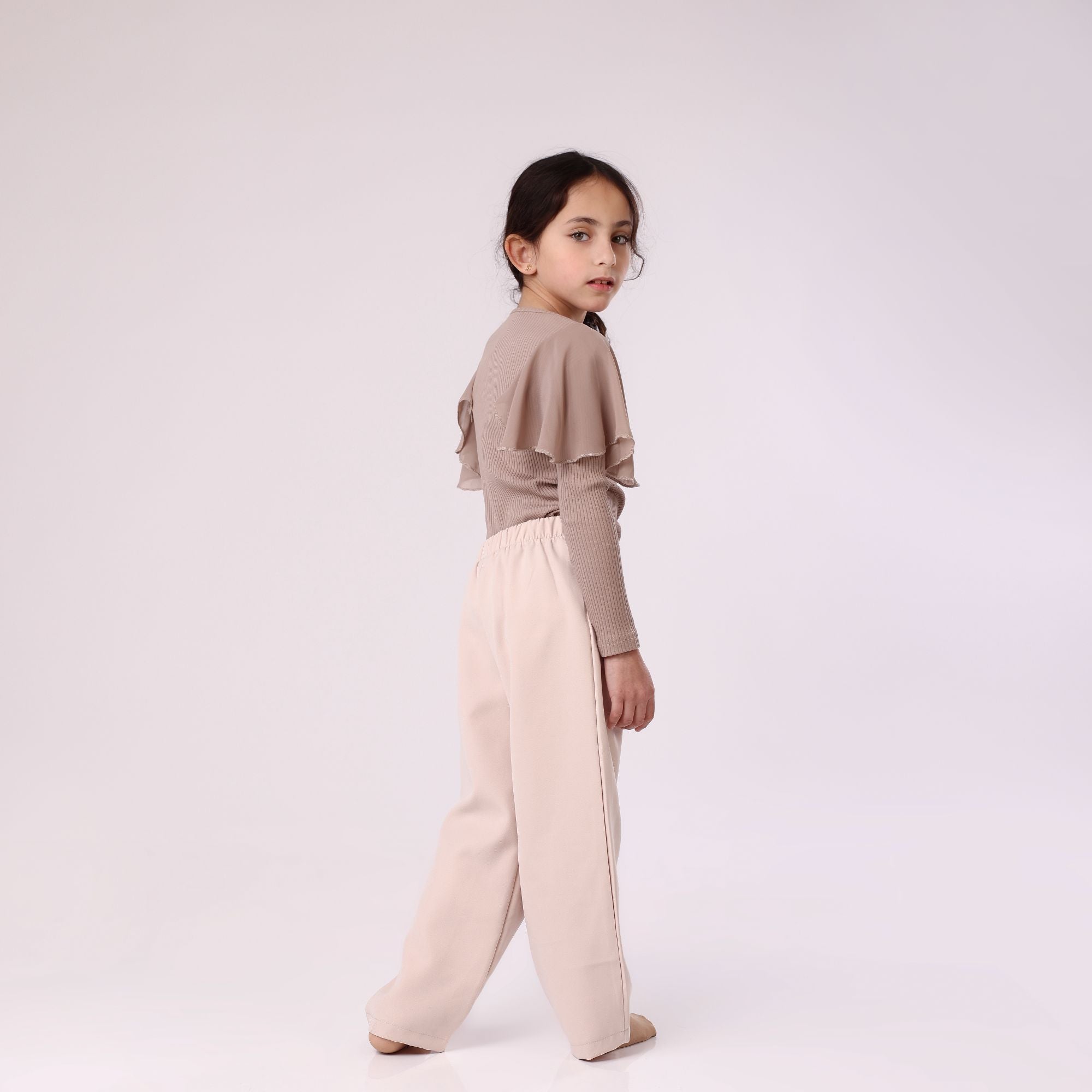Classic Beige pants for girl with waist designs
