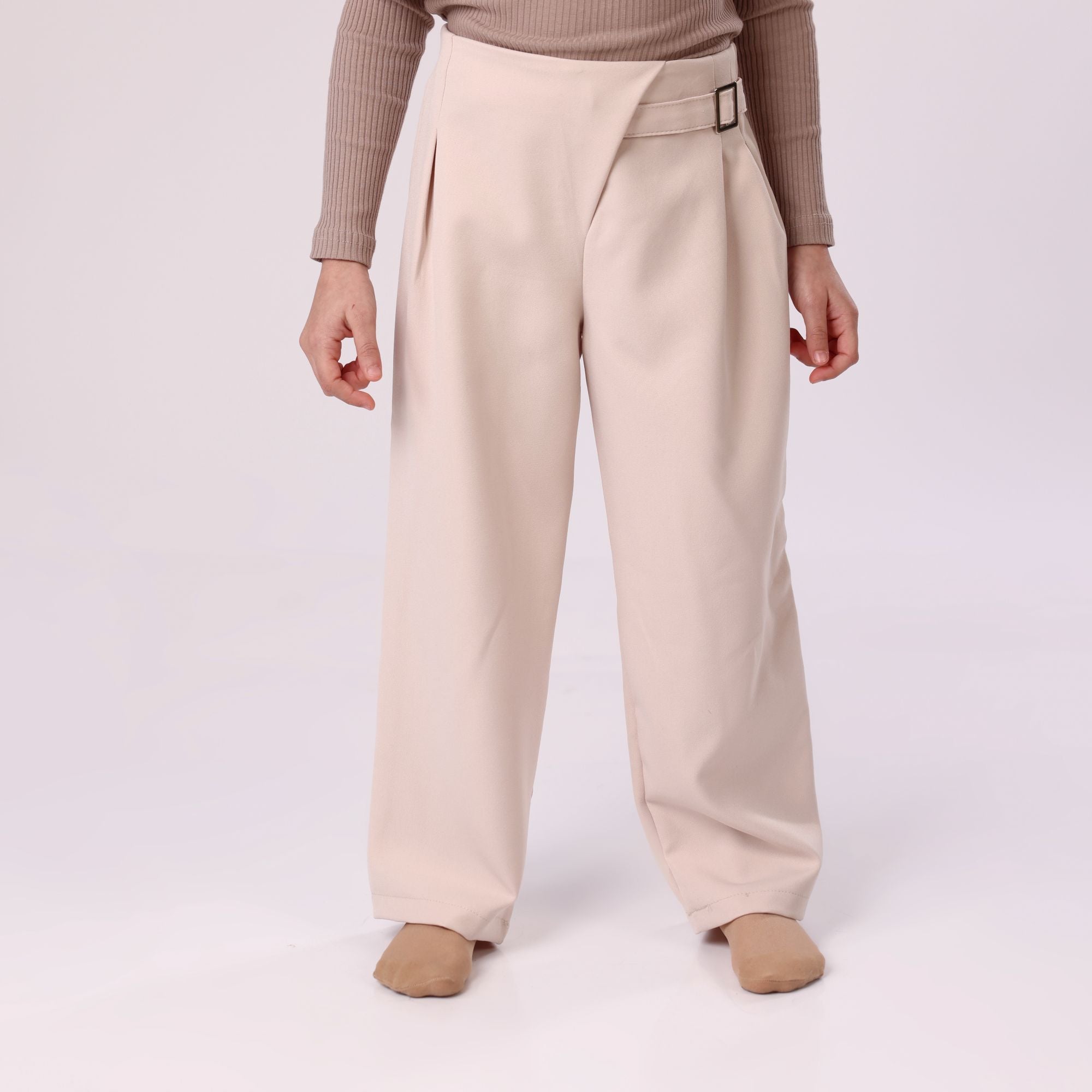 Classic Beige pants for girl with waist designs