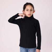 high neck warm sweatshirt long sleeve high quality cotton black