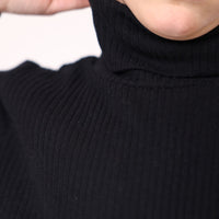 high neck warm sweatshirt long sleeve high quality cotton black
