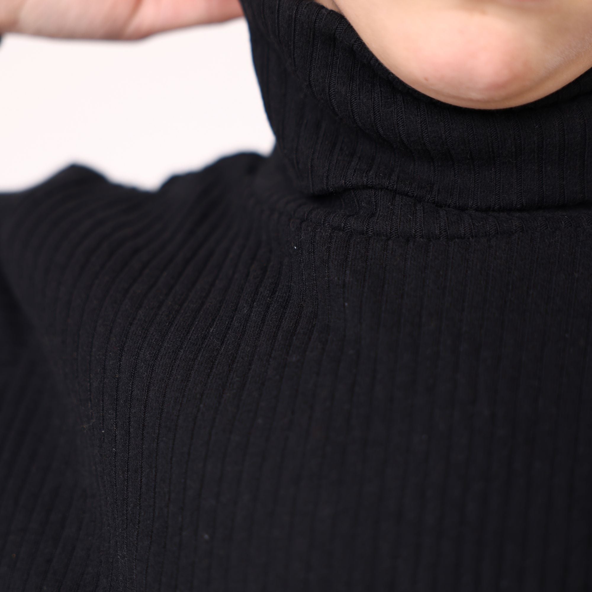 high neck warm sweatshirt long sleeve high quality cotton black