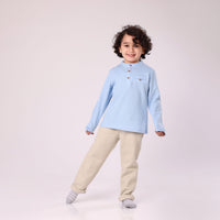 long sleeve shirt blue casual for boy daily classic with buttons and pocket