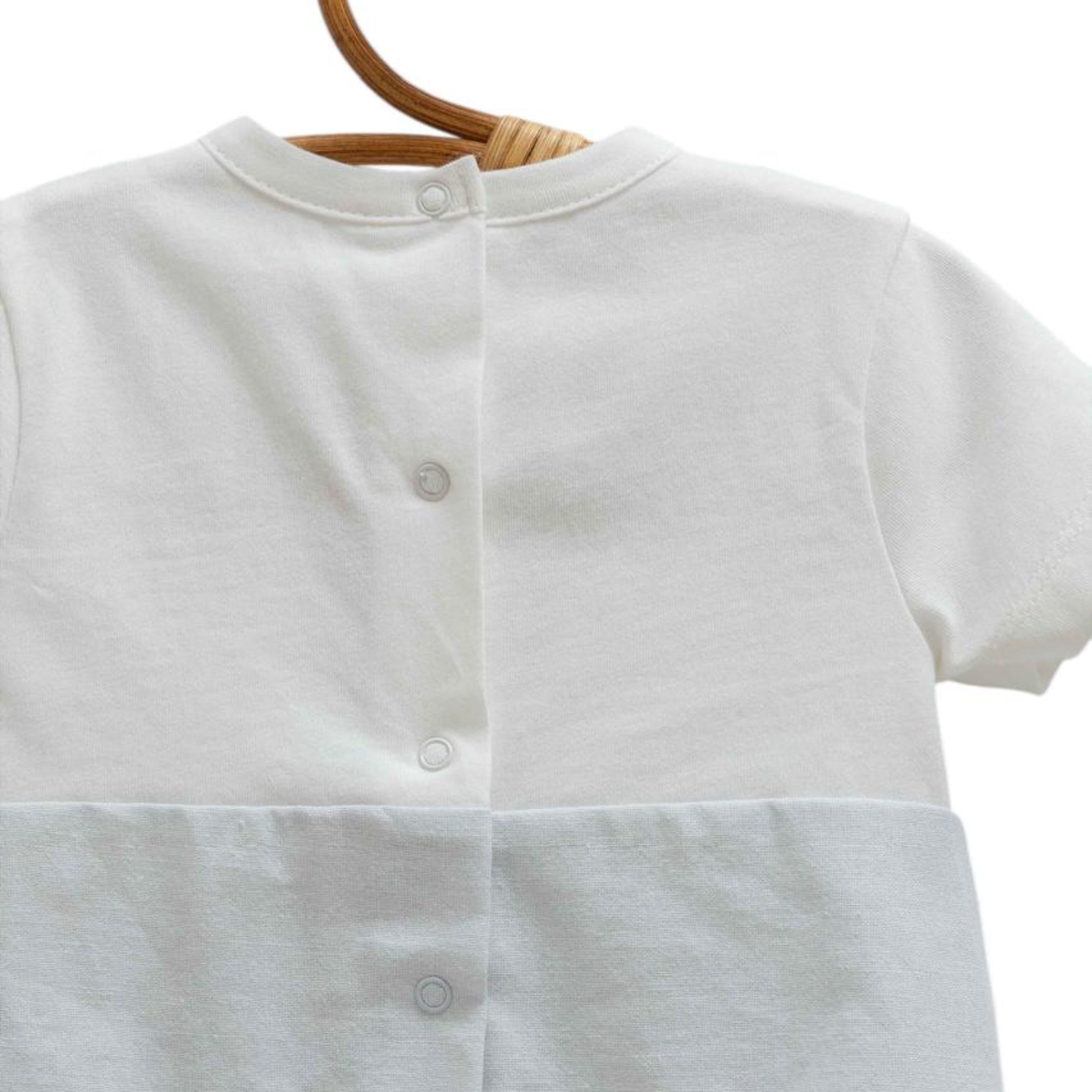 One piece romper blue for baby boy short sleeve soft cotton saltpeter design