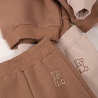 Three thread fleece bear camel set hooded