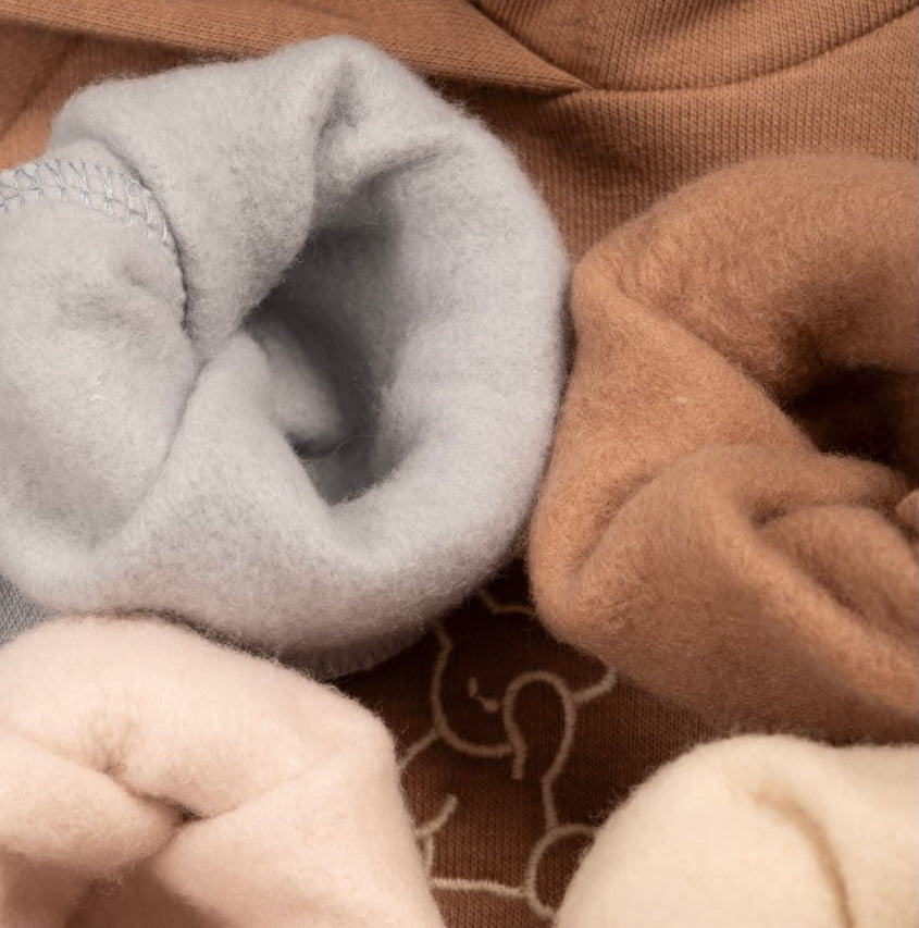Three thread fleece bear blue set hooded