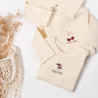 3 pieces set for baby boy mushroom  beige cotton hooded