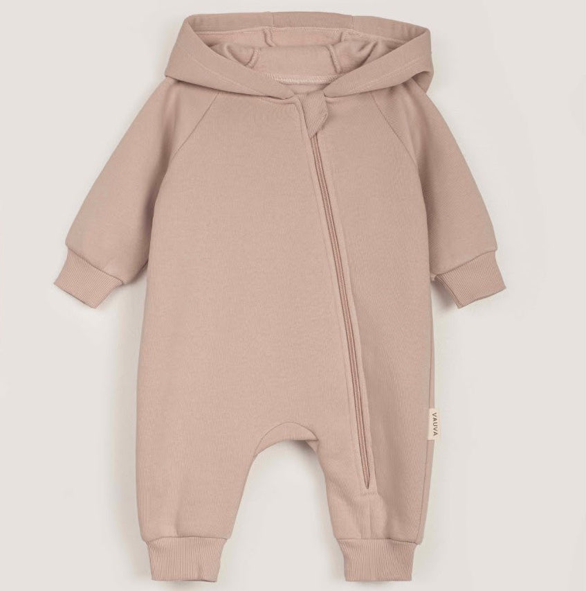 Woolly romper hooded with zipper for baby