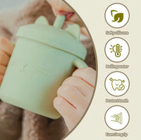 small silicone cup baby water with straw and handle for children