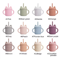 small silicone cup baby water with straw and handle for children