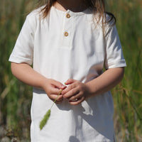 short sleeve cotton t-shirt unisex with button