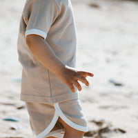 cotton set short and t-shirt unisex beige
