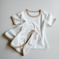 cotton set short and t-shirt unisex white