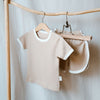 cotton set short and t-shirt unisex beige