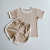 cotton set short and t-shirt unisex beige