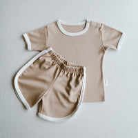 cotton set short and t-shirt unisex beige