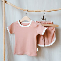 cotton set short and t-shirt rose