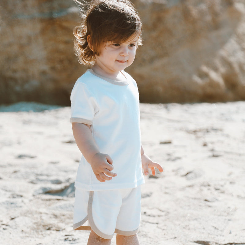 cotton set short and t-shirt unisex white