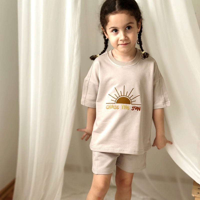 sun unisex set short and t-shirt cotton for toddlers