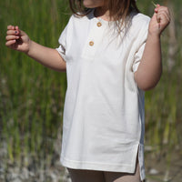 short sleeve cotton t-shirt unisex with button