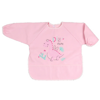 long sleeve feeding bibs for baby with pocket pink dino
