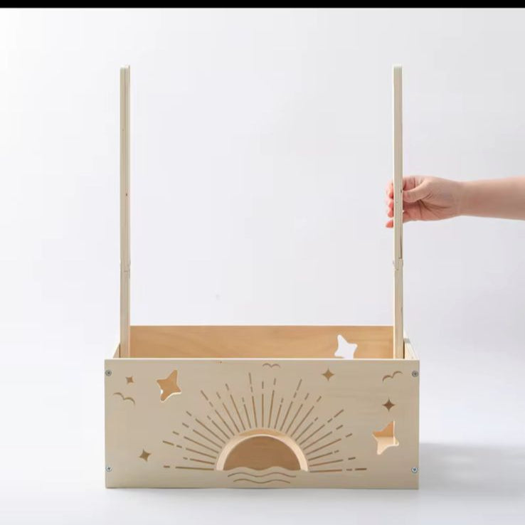 wooden box multifunctional children's clothes storage hanging big