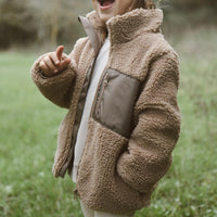 mocha teddy vest with pocket