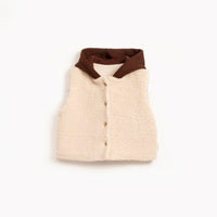 baby fur vest with hood beige color