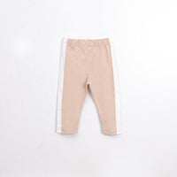 toddler cotton leggings with side strip  beige color