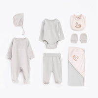 7 pieces baby hospital set cotton newborn boy grey