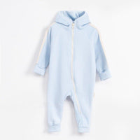 Fleece baby Outfit winter warm blue zipper with hood