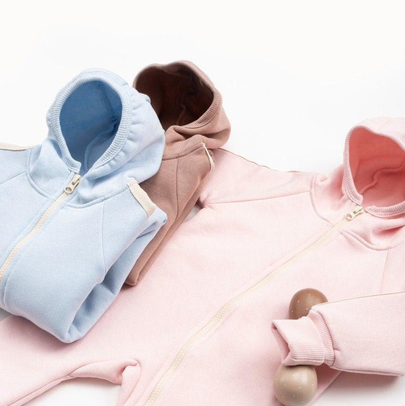Fleece baby Outfit winter warm blue zipper with hood